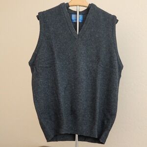 Pendleton‎ Wool Vest Mens L V-Neck Sleeveless Sweater Vest Gray Pure Virgin Wool